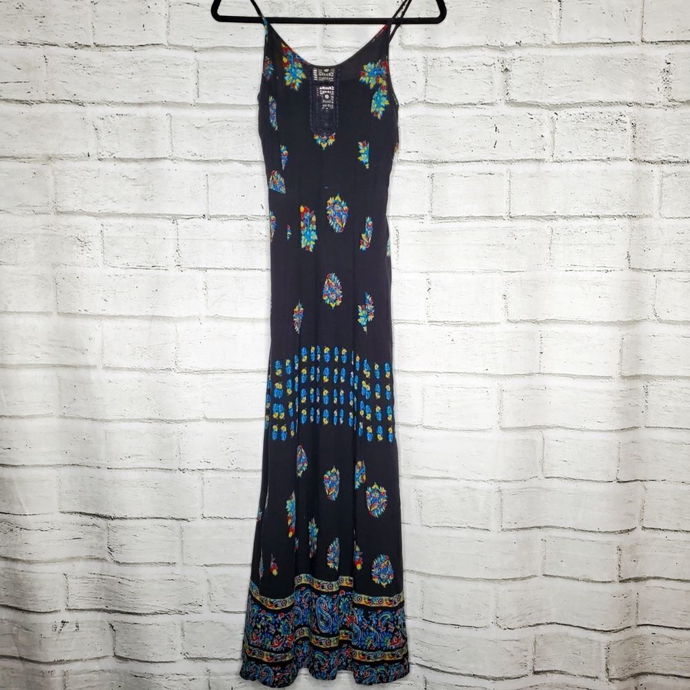 Band of gypsies floral spaghetti strap maxi dress xs black